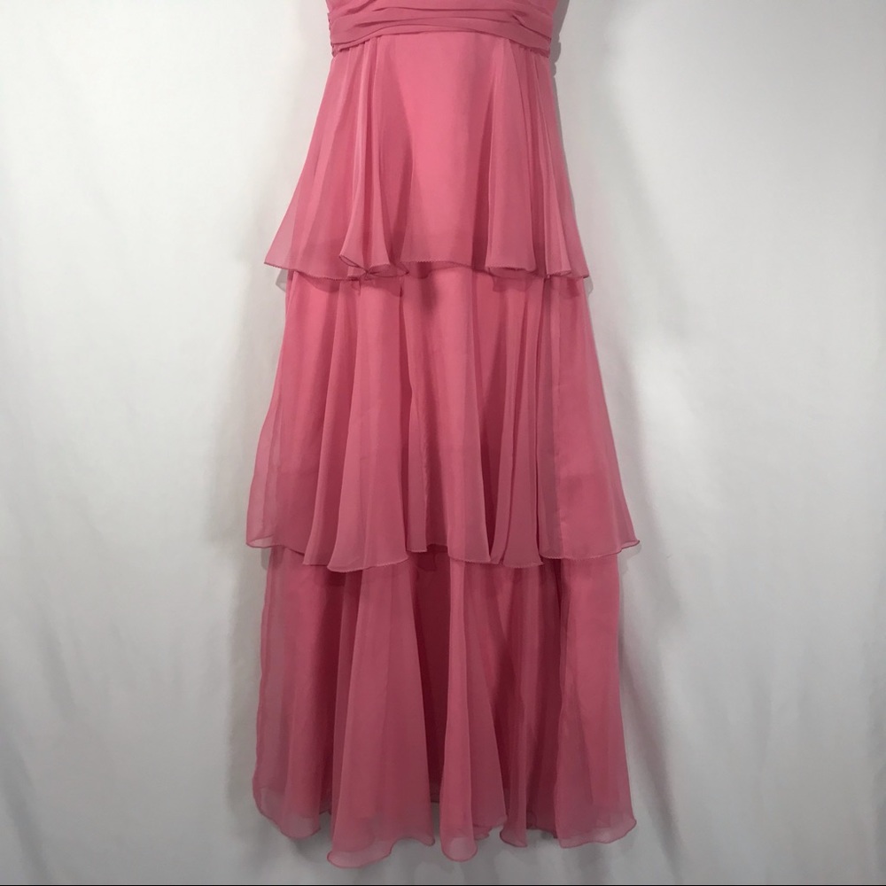 Sold—Vintage Pink Chiffon Empire Waist Maxi Dress with Matching Chiffon Cape - Picture 11 of 17
